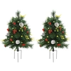 HOMCOM 2er Set Mini Weihnachtsbäume künstlich mit Tannenzapfen rote Be...