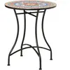 Outsunny Gartentisch Mosaiktisch rund Bistrotisch Beistelltisch mit Mo...