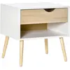 HOMCOM Beistelltisch Nachttisch Flurkommode mit 1 Schubladen MDF Spanp...