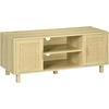 HOMCOM Fernsehtisch Lowboard TV-Bank TV-Kommode mit 2 Rattantüren und ...