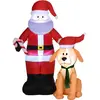 Outsunny 157 cm aufblasbarer Weihnachtsmann mit Hund, selbstaufblasend...