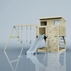 PolarPlay OutdoorToys Spielturm Nils aus Holz in Blau Eisblau, mit Kin...