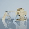 OutdoorToys Spielturm Frida aus Holz in Blau Eisblau, mit Trapezstange