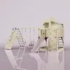 OutdoorToys Spielturm Finn aus Holz in Rosa Babyschaukel