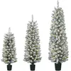 HOMCOM 3er-Set schneebeflockte LED-Weihnachtsbäume, schmal, 90/120/150...