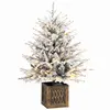 HOMCOM Tisch-Weihnachtsbaum 90 cm, vorbeleuchtet und beschneit, künstl...
