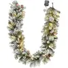 HOMCOM Weihnachtsgirlande mit 216 Schneebestäubten Zweigen und 50 LED-...