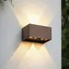 Lindby LED-Außenwandleuchte Nivar, eckig, rost, 20 cm, IP54