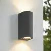 Lindby Außenwandleuchte Aluvo, anthrazit, 16 cm, IP65 Riffel