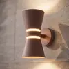 Lucande LED-Außenwandleuchte Meravi, braun, 2-flg., IP44