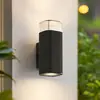 Lindby Außenwandlampe Halvar, schwarz, 20 cm, 2 x GU10, IP65