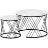 HOMCOM Couchtisch rund 2er Set Beistelltisch mit Marmoroptik, Satztisc...
