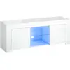 HOMCOM TV Schrank TV Board mit 2 Türen, RGB LED Leuchte, Hochglanz TV ...