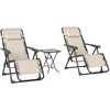 Outsunny Gartenliege Set 3-TLG. Klappbar Sonnenliege mit Teetisch 2 St...