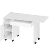 HOMCOM Schreibtisch mit Rollen, Bürotisch mit Schublade, Klappplatte u...