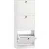 HOMCOM Schuhschrank mit 3 Klappen, Schuhregal mit Verstellbar Trennwan...
