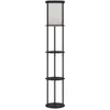 HOMCOM Stehlampe Wohnzimmer mit 3 runden Regalen, Lampenschirm aus Sto...