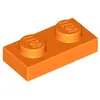 Lego® 100x 1x2 Platten 3023 - Plate Orange - Orange