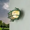 LICHT-ERLEBNISSE Wandlampe außen Grün E27 IP64 Maritim Glas Messing ma...