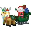 HOMCOM Aufblasbarer Weihnachtsmann mit Rentieren, LED-Licht, 210 cm Se...