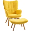 HOMCOM Relaxsessel Loungesessel Ohrensessel mit Hocker in Gelb, Armleh...
