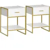 HOMCOM Nachttisch, 2er Set, Nachtschrank mit Schublade und offenem Reg...