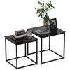 HOMCOM Beistelltisch 2er-Set Couchtisch-Set Kaffeetisch mit Glastischp...