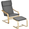 HOMCOM Relaxsessel mit Fußhocker Ohrensessel grau mit Armlehne und Lei...