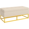 HOMCOM Sitzbank mit Stauraum Polsterbank mit Klappdeckel in Beige Samt...