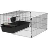PawHut Kleintierstall mit Auslauf, 112,5L x 99B x 54H cm, mit Wasserfl...