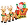 HOMCOM Aufblasbarer Weihnachtsmann mit Rentieren, 6 LEDs, 240 cm Wette...