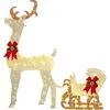 Outsunny LED Rentier und Schlitten Weihnachtsdeko mit 170 Lichtern, We...
