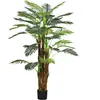 HOMCOM Künstliche Pflanzen, Kunst Palme, 160 cm Kunstpflanze mit 36 Zw...