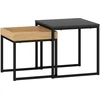 HOMCOM 2er-Set Couchtisch, Eckiger Beistelltisch, Kaffeetisch mit Stah...
