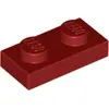 25 Stück LEGO, Teil Nr. 3023 in Dunkelrot (Dark Red)