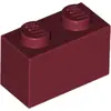 LEGO Stein 1x2 (3004), Dunkelrot (Dark Red), 1x