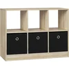 Woltu Bücherregal, mit 3 Schubladen aus Vliesstoff Regal mit 6 Fächern