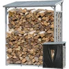 Aluminium Kaminholzregal Außen 130 x 70 x 185 cm Mit Wetterschutz Schw...