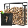 Metall Kaminholzregal Außen 185 x 70 x 185 cm Mit Wetterschutz Schwarz...