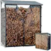 Aluminium Kaminholzregal Außen 130 x 70 x 185 cm Mit Wetterschutz Tran...