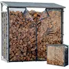 QUICK-STAR Aluminium Kaminholzregal Außen 143 x 70 x 145 cm Mit Wetter...
