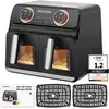 tectake® Heißluftfritteuse Samurai 2 Garräume, je 4 l, 2400 W