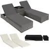 tectake 2er Set Aluminium Rattan Sonnenliegen inkl. Tisch - verstellba...