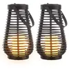 2x LED Solarlampe, Feuer-Effekt, Henkel, schwarz, H 26 cm
