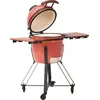BELIANI Holzkohlegrill Rot aus Keramik Kamado Stil auf Rollen mit Deck...