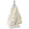 BELIANI LED Weihnachtsdekoration Weiß MDF Weihnachtsbäume zum Aufstell...