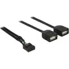 Delock Kabel USB 2.0 Typ-A 2 x Buchse auf Pin Header 40 cm (0.40 m, US...