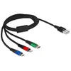 DeLOCK USB Ladekabel, USB-A Stecker > USB-C + Micro USB + Lightning Stecker