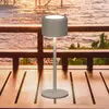 LED-Akku-Tischlampe Juna, grau-braun Höhe 25 cm Metall, IP54