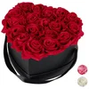Gestecke Schwarze Rosenbox Herz 18 Rosen Rosen, relaxdays, Höhe 13 cm,...